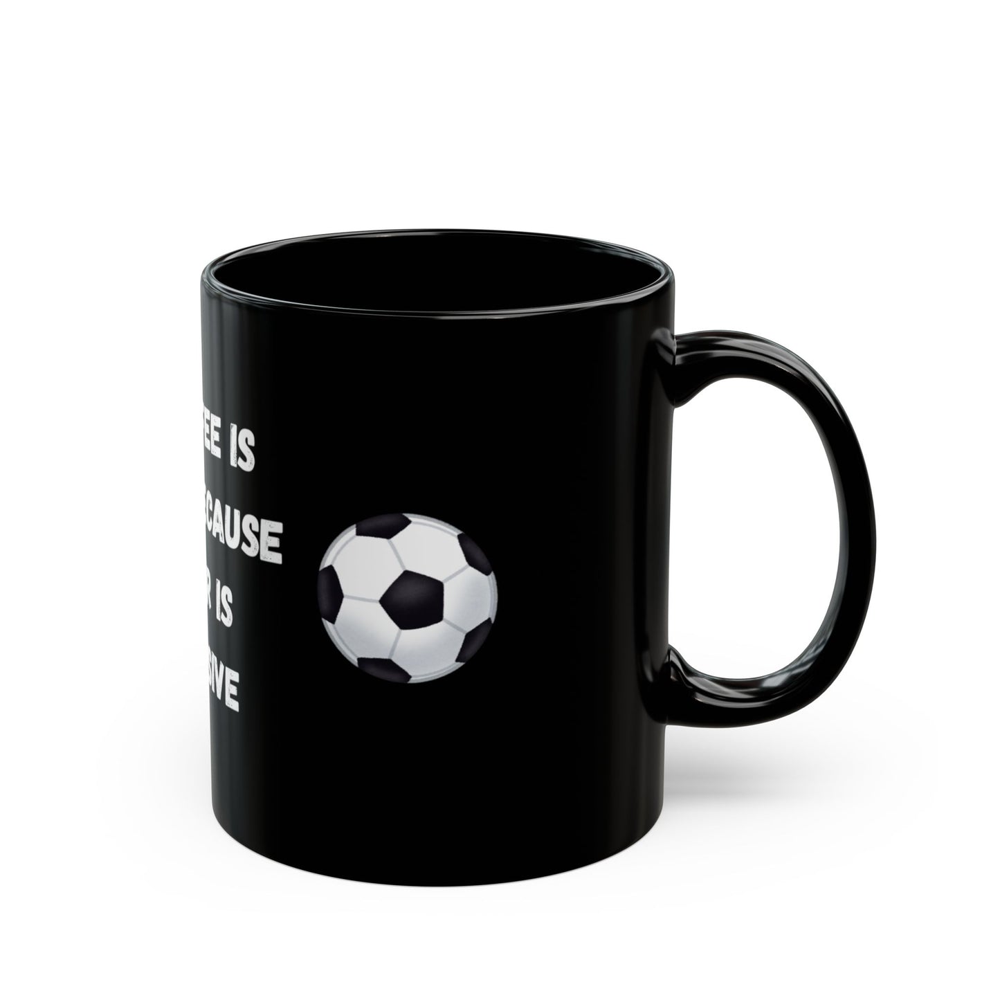 "My Coffee Is Cheap Because Soccer Is Expensive" Black Mug