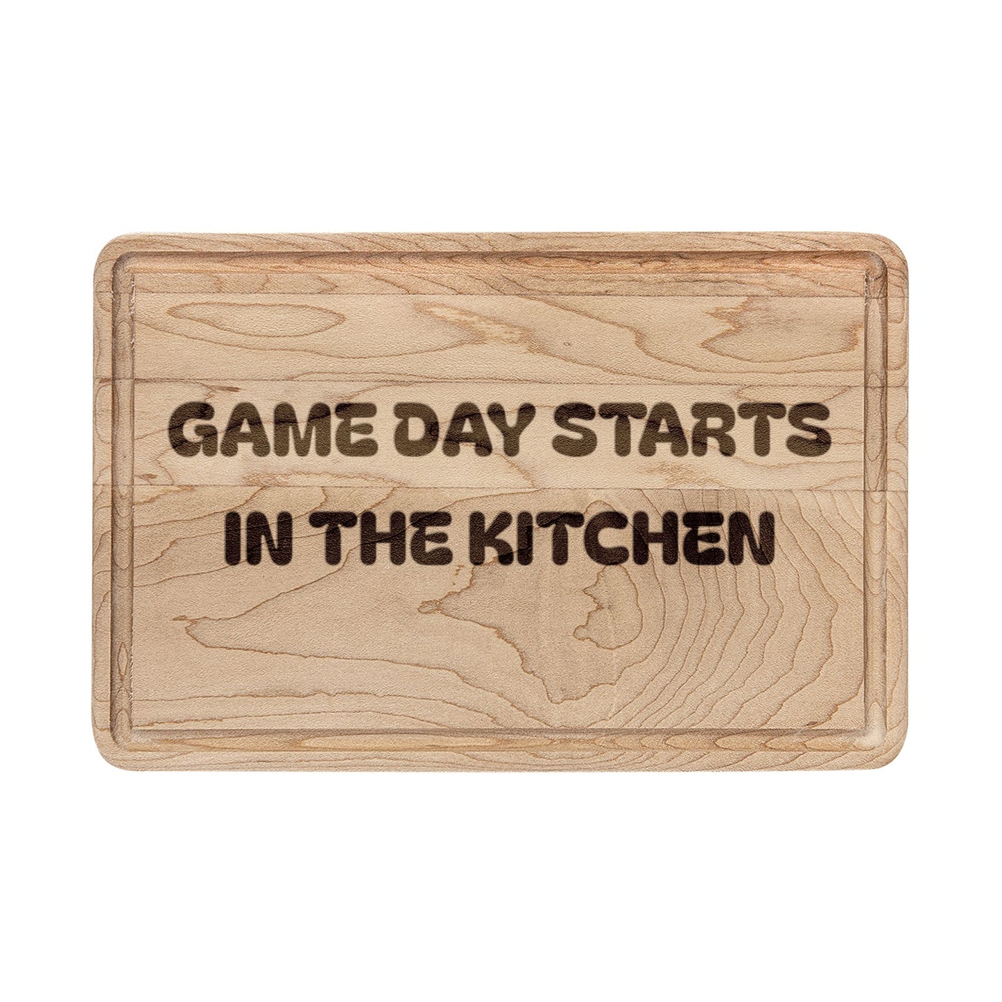 Engraved Wooden Cutting Board — "Game Day Starts in the Kitchen"