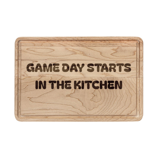 Engraved Wooden Cutting Board — "Game Day Starts in the Kitchen"
