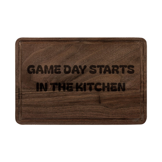 Engraved Wooden Cutting Board — "Game Day Starts in the Kitchen"